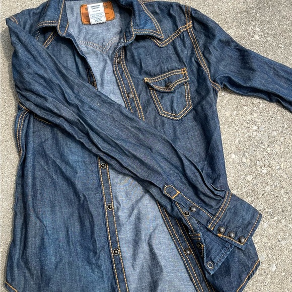 True Religion Georgia Blue Jean Jacket Denim XS. Orange Stitch - Picture 7 of 13